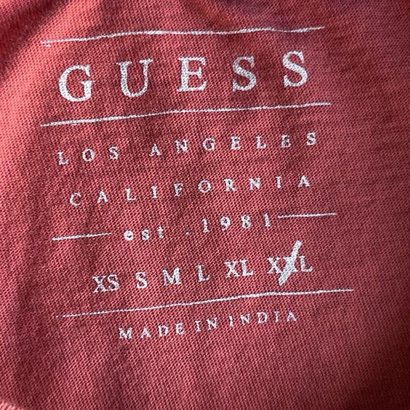 Guess Los Angeles‎ Shirt Mens 2X XXL Red Cotton Short Sleeve Double Sided Y2K - Picture 4 of 12